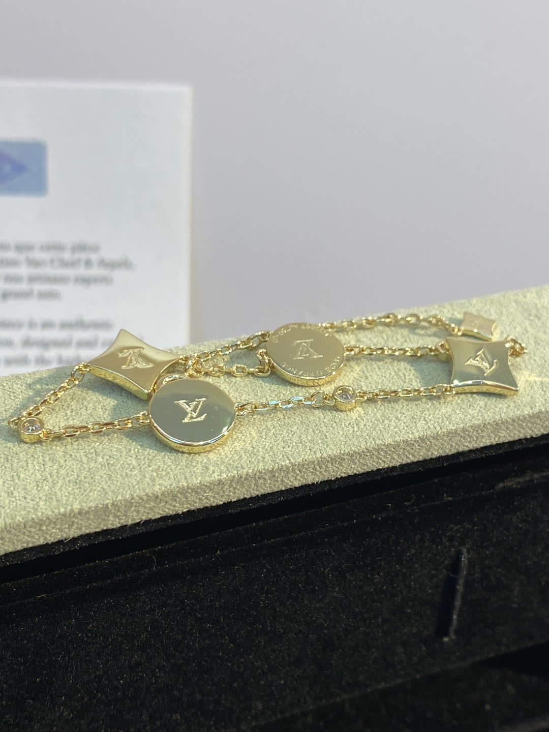 Louis Vuitton Silver Bracelet with Blue Enamel and Diamonds